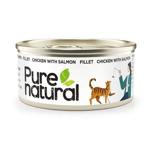 Purenatural kassi konserv, kana/lõhe, 70 g
