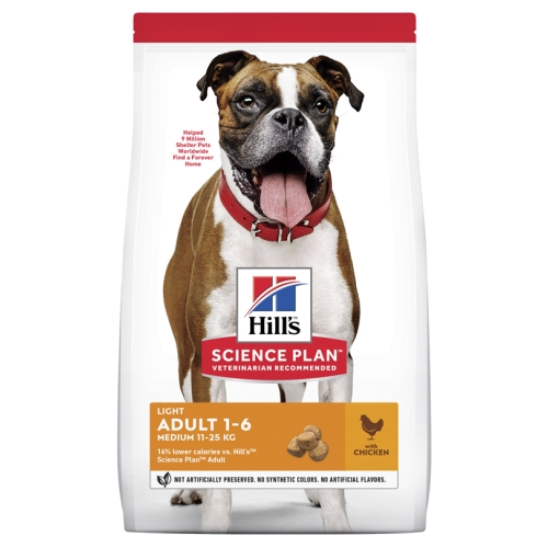 Hill's Science Plan Light koeratoit kanaga keskmisele koerale 14kg