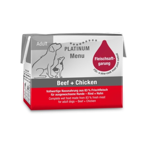 Platinum Menu konserv koerale, veise- ja kanalihaga 90 g