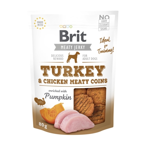 Brit Jerky Snack Meaty Coins koera maius kalkunilihaga, 80 g