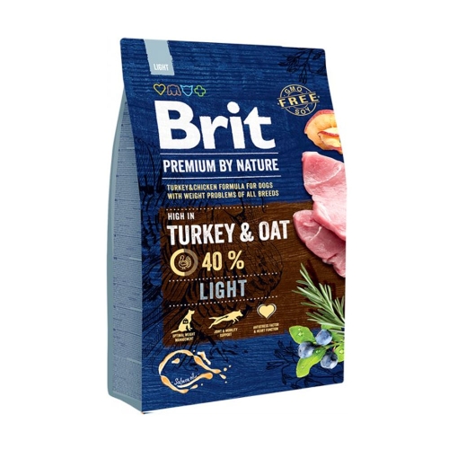Brit Premium Light koeratoit, kalkun ja kaer 3 kg
