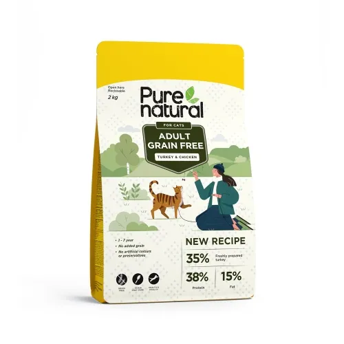 Purenatural kassi kuivtoit, kalkun/kana, teraviljavaba, 2 kg