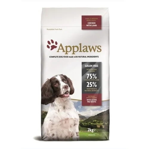 Applaws kuivtoit väikest ja kesk.kasvu koertele, kana/lammas, 2 kg