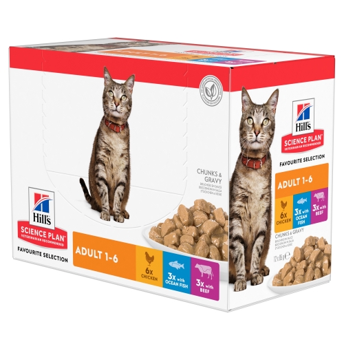 Hill's Science Plan kassi einete multipakk: kana/kala/veis 85 g 12 tk