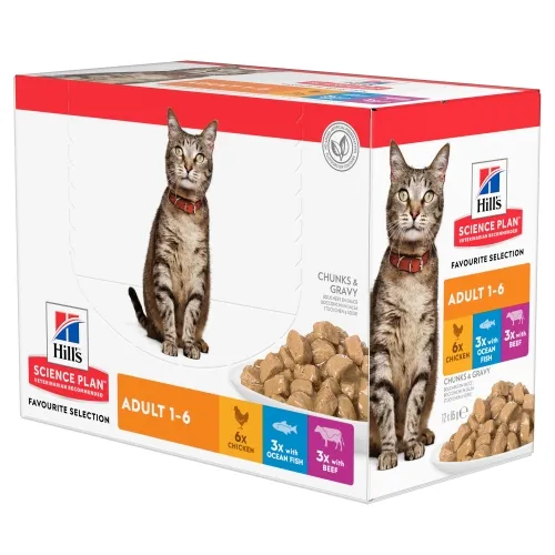 Hill's Science Plan kassi einete multipakk: kana/kala/veis 85 g 12 tk