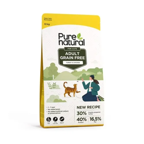 Purenatural kassi kuivtoit, kana/kalkun, teraviljavaba, 10 kg