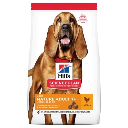 Hill's Light Mature koeratoit kanaga keskmisele koerale 14kg