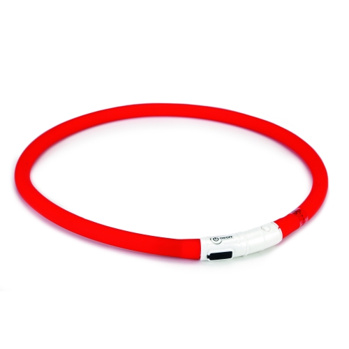 Beeztees Dogini Led+USB kaelarihm, 70 cm x 10 mm, punane