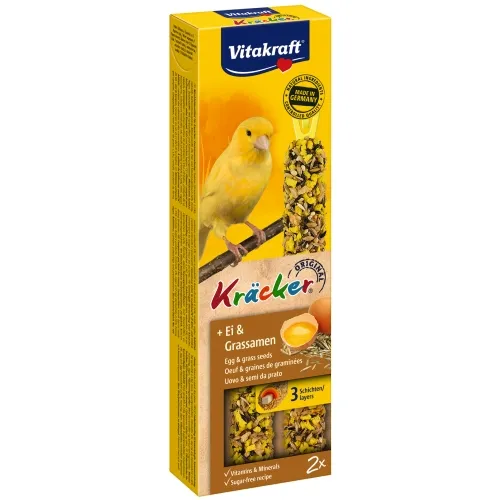 Vitakraft Kräcker kanaarilindude maiusmuna ja rohuseemnetega, 2 tk