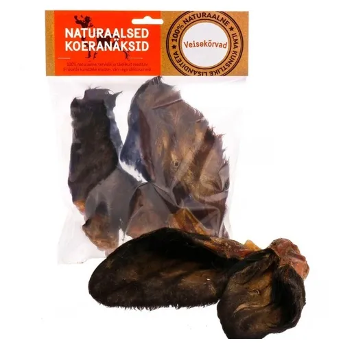 Naturaalne maius koertele, veise kõrvad karvadega, 3tk