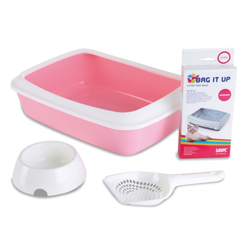 Savic Starter Kit kassiliivakast kassipoegadele, roosa, 42 X 31 X 12,5