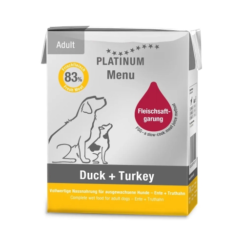 Platinum Menu konserv koerale, pardi- ja kalkuniga 375 g