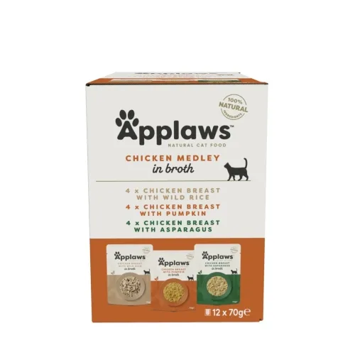 Applaws kassi einekotikeste multipakk, kana kastmes, 12 x 70 g
