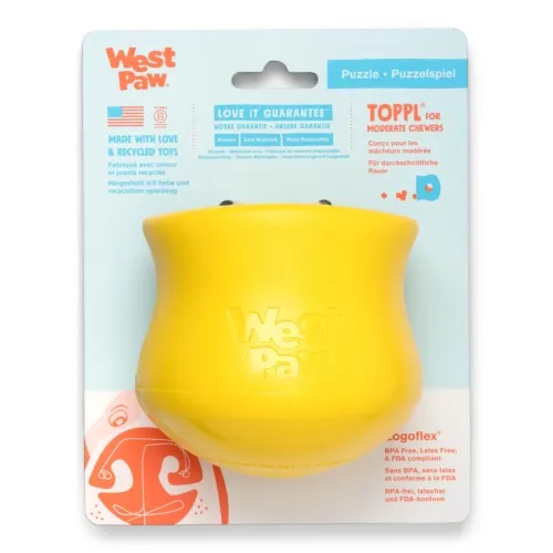 West Paw Toppl täidetav koera mänguasi, L, kollane
