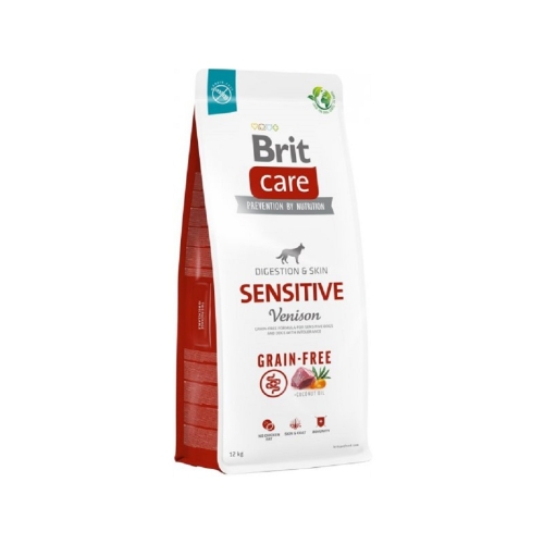 Brit Care Sensitive teraviljavaba kuivtoit koertele hirvelihaga, 12 kg