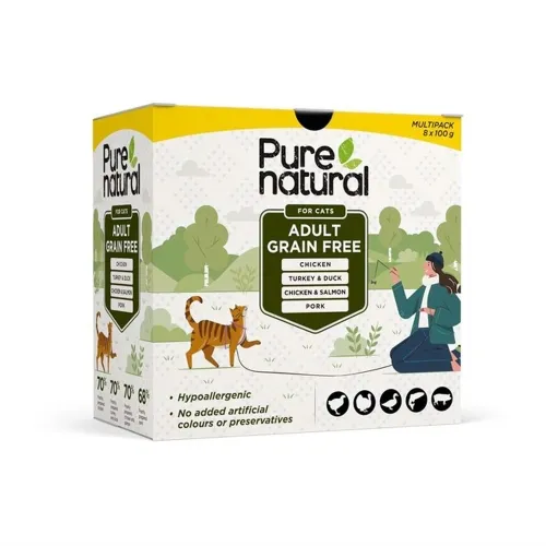 Purenatural kassi einekotikeste multipakk, 8 x 100 g