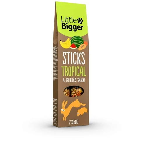 Little & Bigger maius väikeloomadele, troopikapulgad 2x60 g