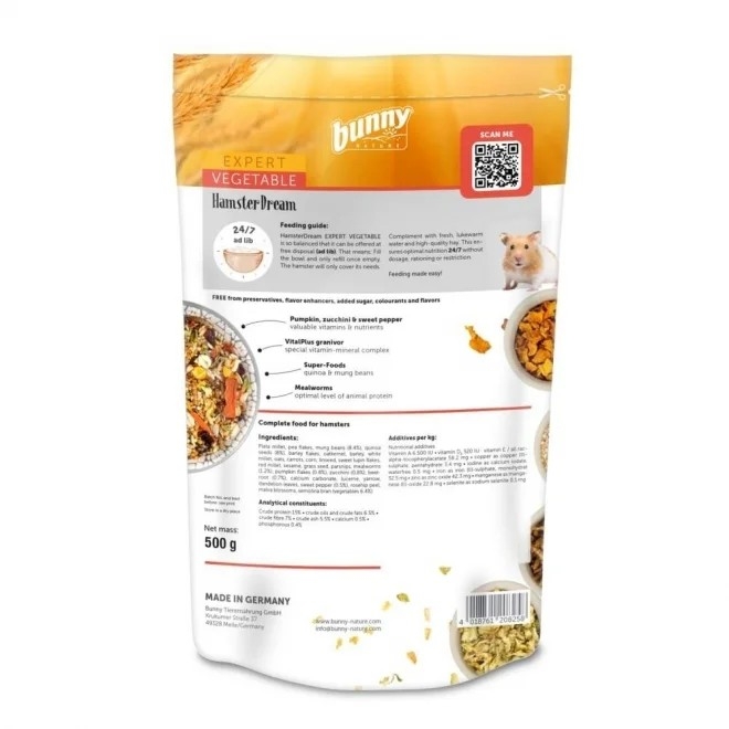 Bunny HamsterDream hamstri täissööt köögiviljadega, 500 g - Tootepilt 2
